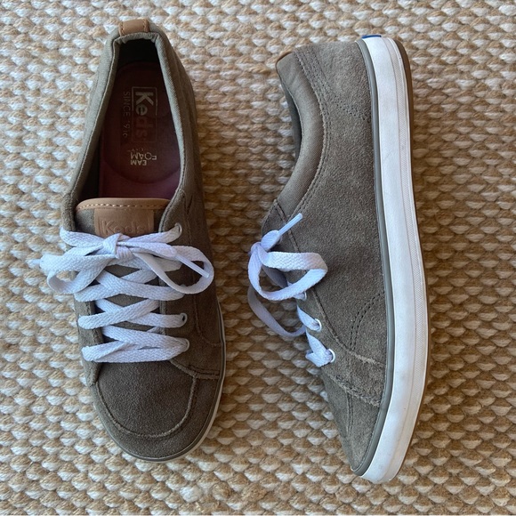 Keds Shoes - Keds Olive Green Suede Sneakers with White Laces